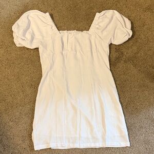 Chic White Puff Sleeve Mini Dress